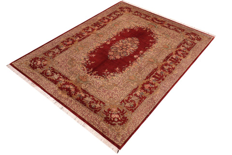 handmade Traditional Abusson Rust Taupe Hand Knotted RECTANGLE 100% WOOL area rug 6x10