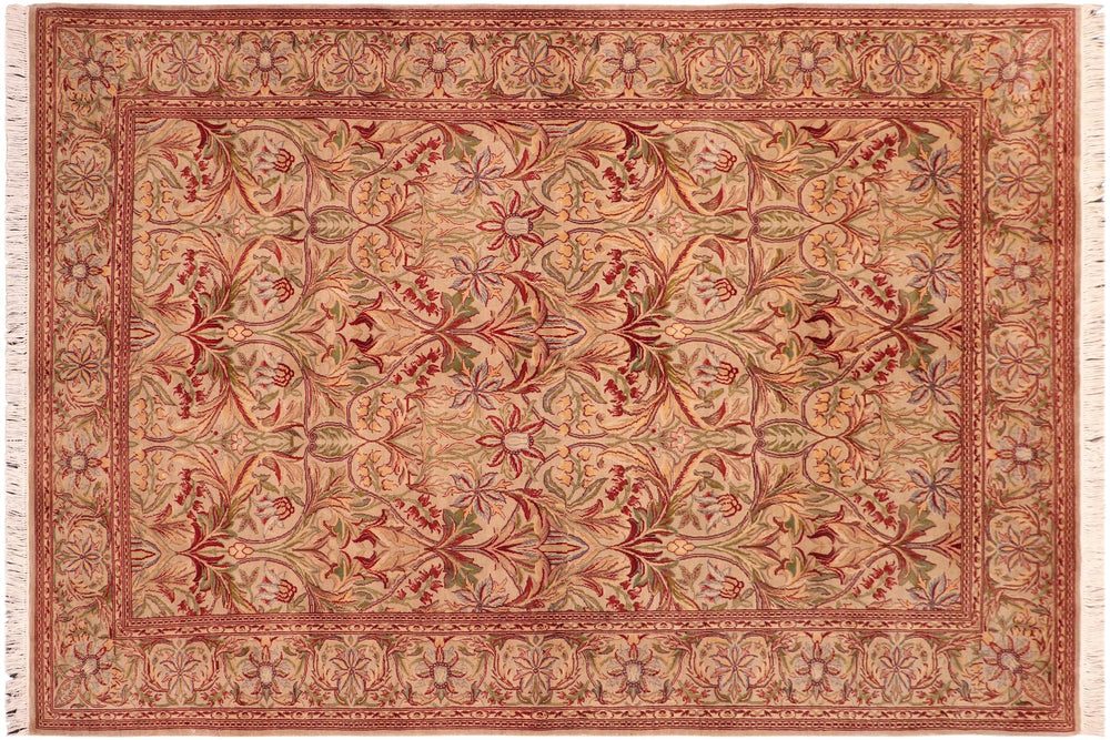 handmade Transitional Internation Taupe Rust Hand Knotted RECTANGLE 100% WOOL area rug 6x9