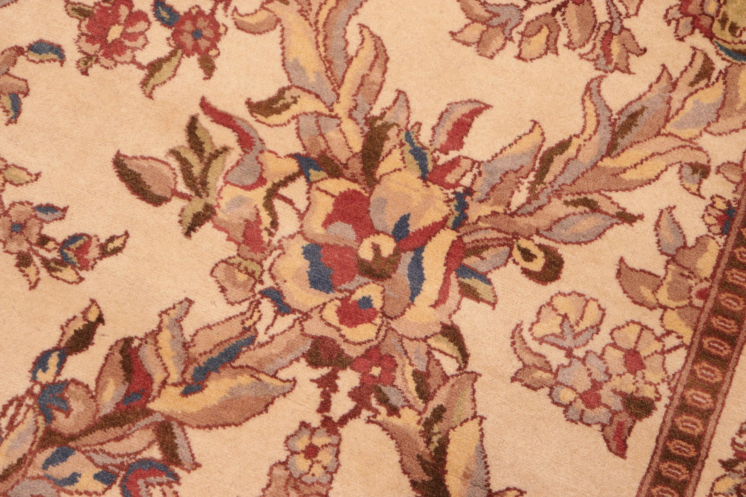 handmade Transitional Basan Ivory Pink Hand Knotted RECTANGLE 100% WOOL area rug 6x9