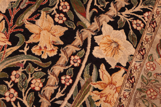 handmade Transitional Dafodils Black Taupe Hand Knotted RECTANGLE 100% WOOL area rug 6x9