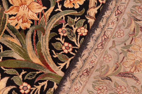 handmade Transitional Dafodils Black Taupe Hand Knotted RECTANGLE 100% WOOL area rug 6x9