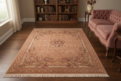 handmade Traditional Rasmi Romal Taupe Gold Hand Knotted RECTANGLE 100% WOOL area rug 6x10