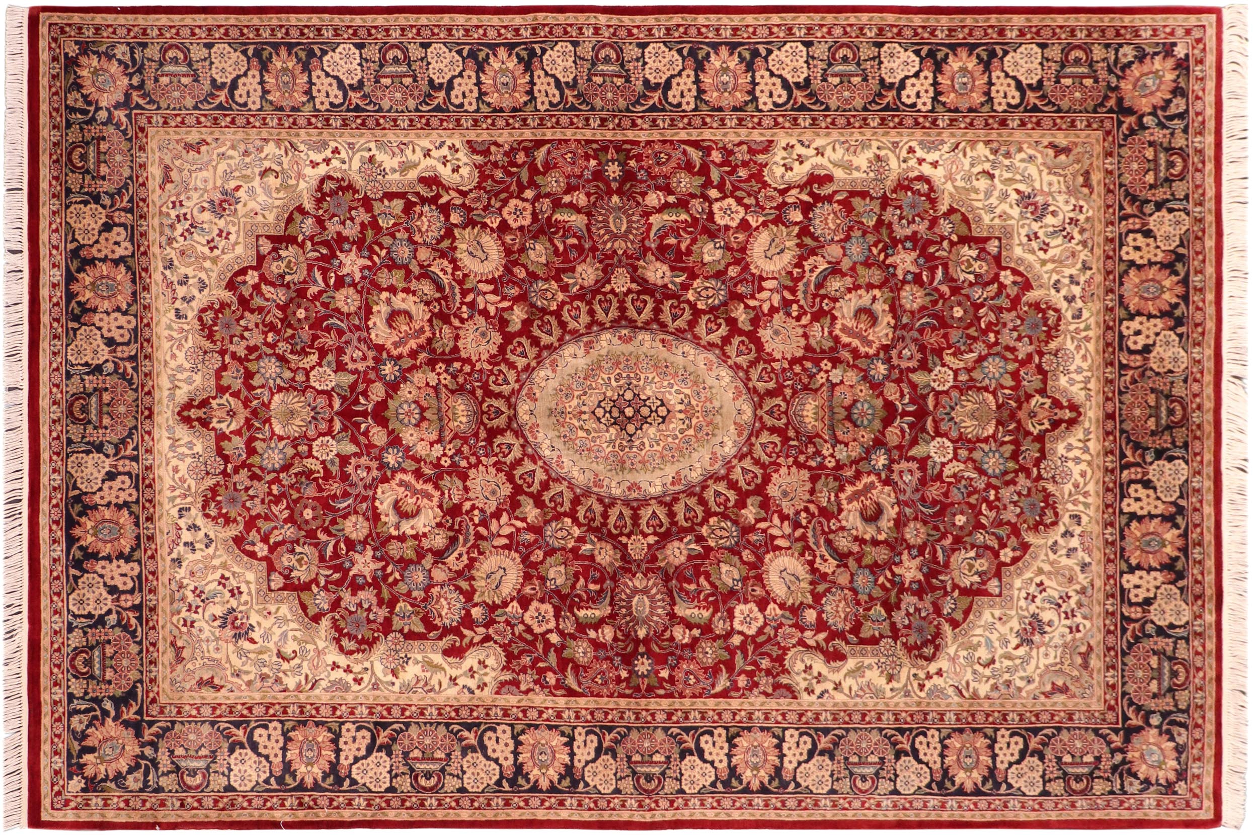 handmade Traditional Hussani Red Blue Hand Knotted RECTANGLE 100% WOOL area rug 6x9