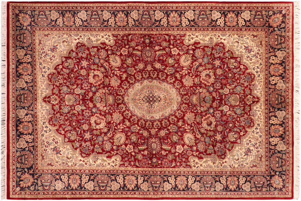 handmade Traditional Hussani Red Blue Hand Knotted RECTANGLE 100% WOOL area rug 6x9
