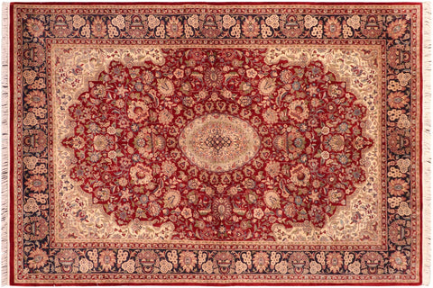 handmade Traditional Hussani Red Blue Hand Knotted RECTANGLE 100% WOOL area rug 6x9