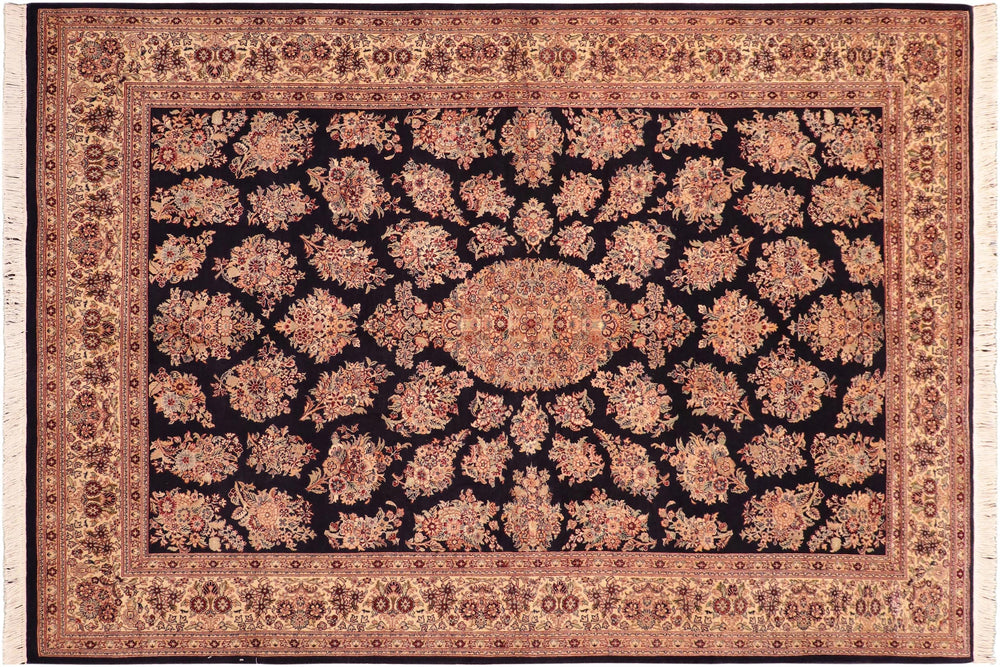 handmade Traditional Sarook Blue Beige Hand Knotted RECTANGLE 100% WOOL area rug 6x9