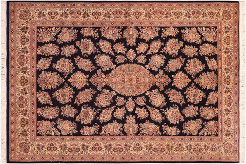 handmade Traditional Sarook Blue Beige Hand Knotted RECTANGLE 100% WOOL area rug 6x9