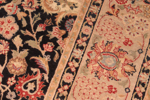 handmade Traditional Hussani Black Taupe Hand Knotted RECTANGLE 100% WOOL area rug 6x9