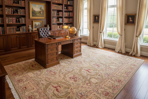 handmade Transitional Marry Gold Green Red Hand Knotted RECTANGLE 100% WOOL area rug 6x9