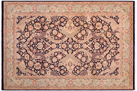 handmade Traditional Agra #2 Blue Lt. Green Hand Knotted RECTANGLE 100% WOOL area rug 6x9