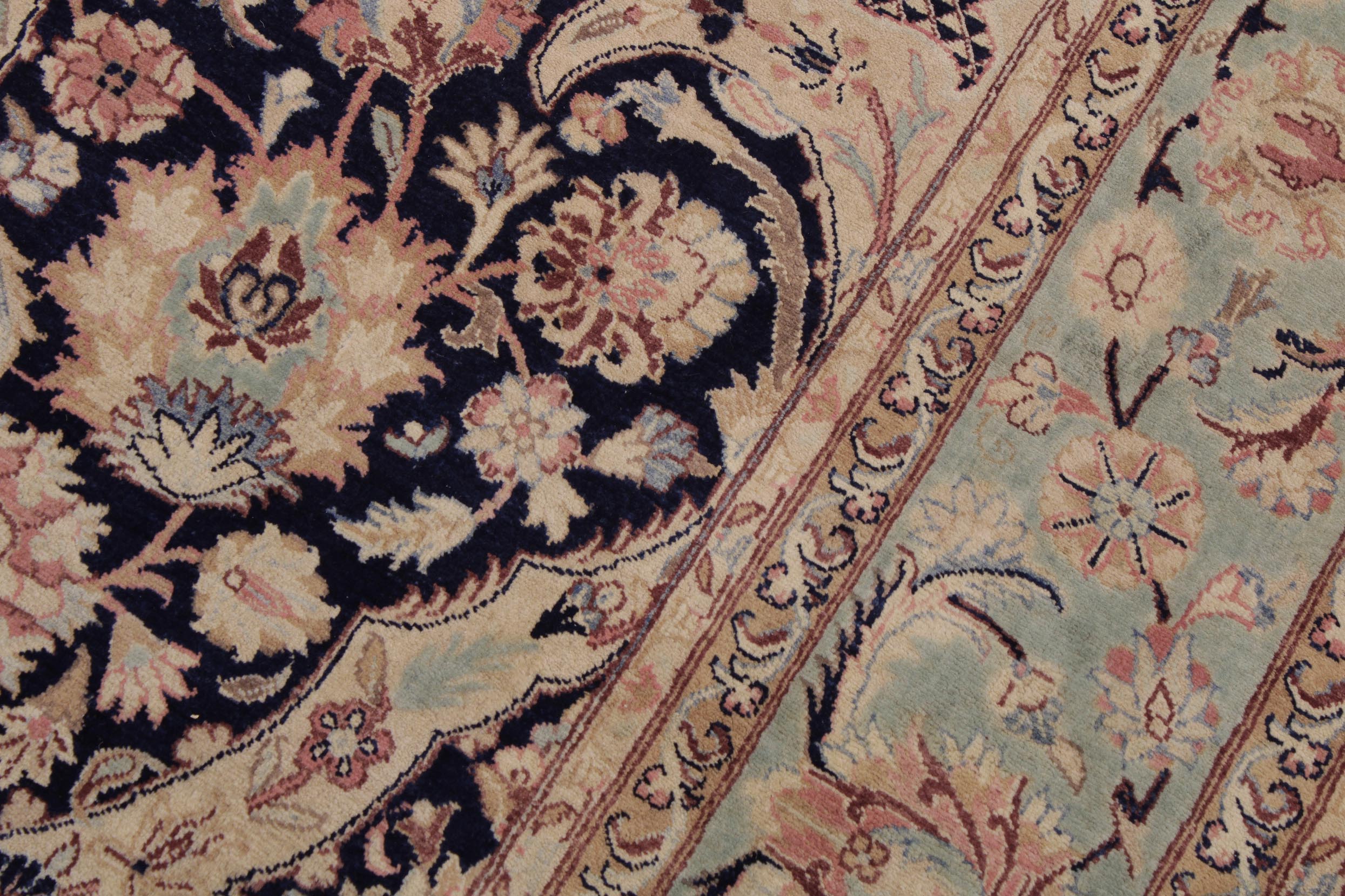 handmade Traditional Agra #2 Blue Lt. Green Hand Knotted RECTANGLE 100% WOOL area rug 6x9