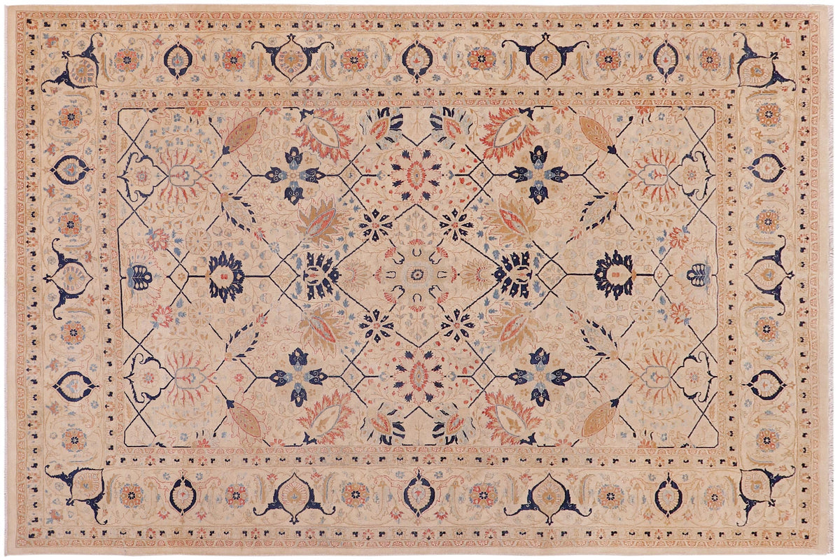 6x9 hand knotted Vegetable Dyed wool rug in ivory - Tabriz Jalil Tynisha