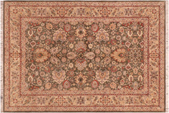 handmade Traditional Mahal Green Taupe Hand Knotted RECTANGLE 100% WOOL area rug 6x9