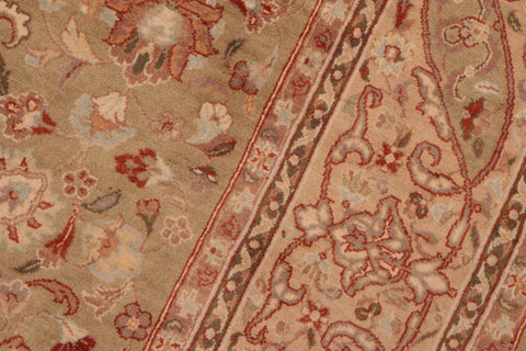 handmade Traditional Kashan Green Taupe Hand Knotted RECTANGLE 100% WOOL area rug 6x9