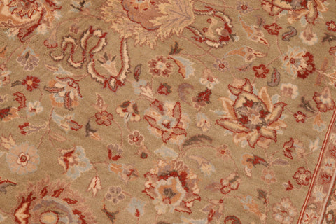 handmade Traditional Kashan Green Taupe Hand Knotted RECTANGLE 100% WOOL area rug 6x9