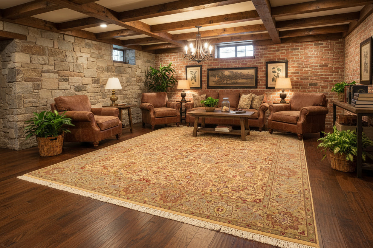 handmade Transitional Tabriz Beige Taupe Hand Knotted RECTANGLE 100% WOOL area rug 6x9