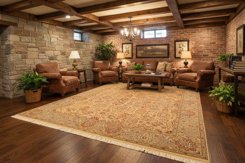 handmade Transitional Tabriz Beige Taupe Hand Knotted RECTANGLE 100% WOOL area rug 6x9