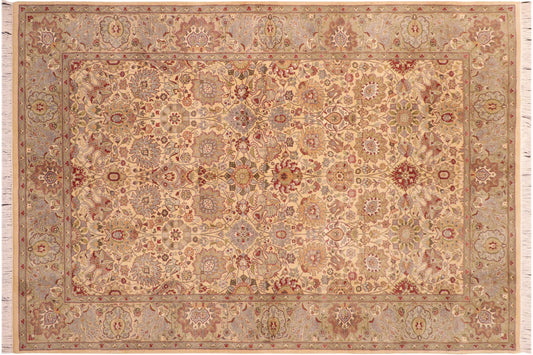 handmade Transitional Tabriz Beige Taupe Hand Knotted RECTANGLE 100% WOOL area rug 6x9