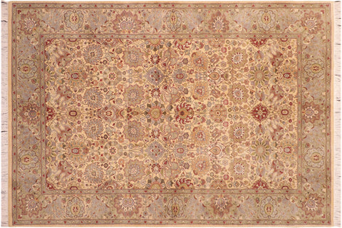 handmade Transitional Tabriz Beige Taupe Hand Knotted RECTANGLE 100% WOOL area rug 6x9