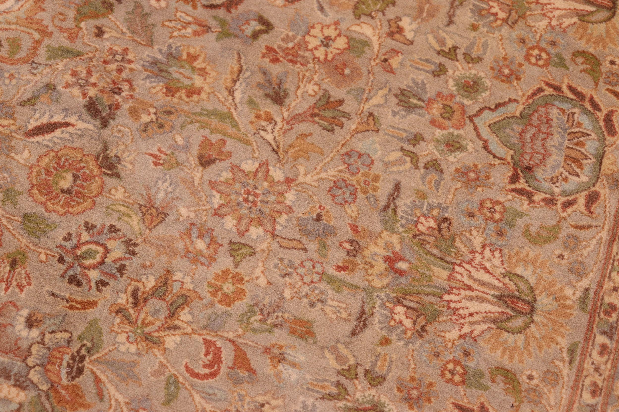 handmade Traditional Lahore Taupe Gold Hand Knotted RECTANGLE 100% WOOL area rug 6x9