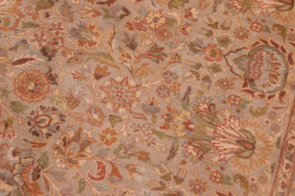 handmade Traditional Lahore Taupe Gold Hand Knotted RECTANGLE 100% WOOL area rug 6x9