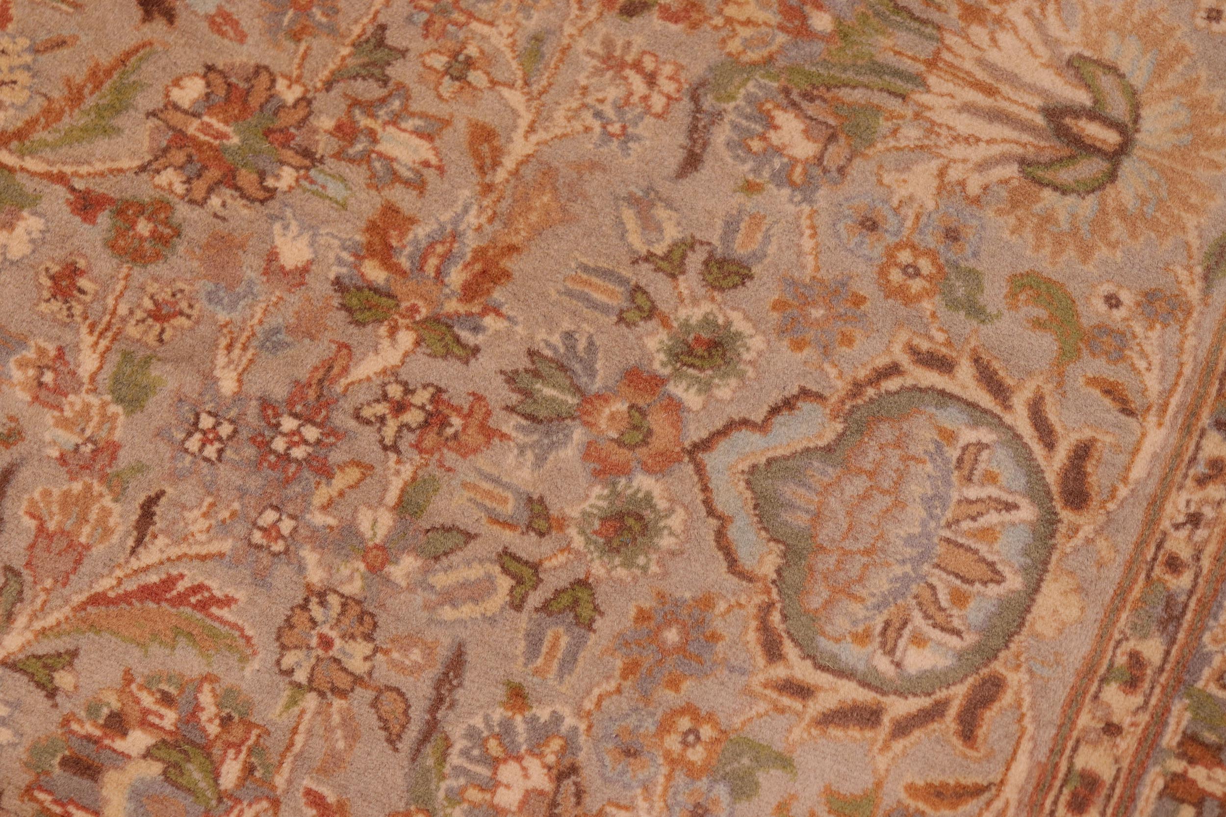 handmade Traditional Lahore Taupe Gold Hand Knotted RECTANGLE 100% WOOL area rug 6x9