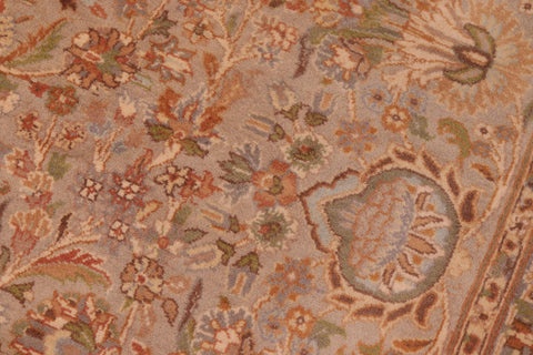 handmade Traditional Lahore Taupe Gold Hand Knotted RECTANGLE 100% WOOL area rug 6x9