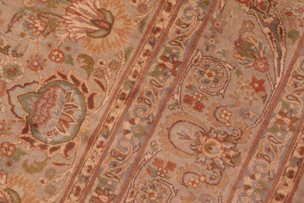 handmade Traditional Lahore Taupe Gold Hand Knotted RECTANGLE 100% WOOL area rug 6x9
