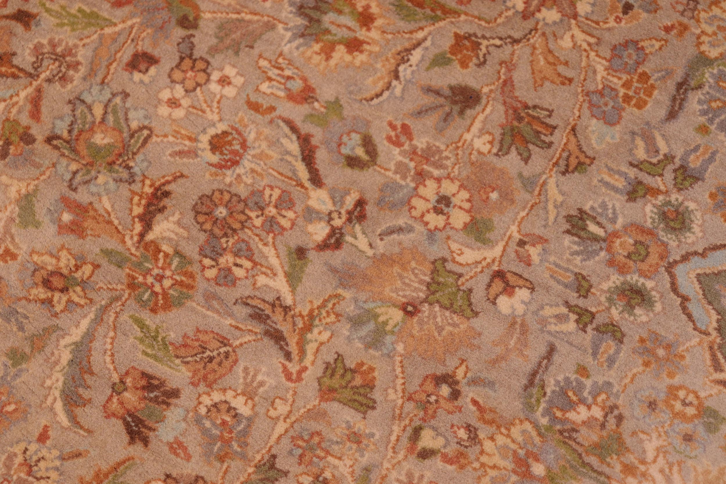 handmade Traditional Lahore Taupe Gold Hand Knotted RECTANGLE 100% WOOL area rug 6x9