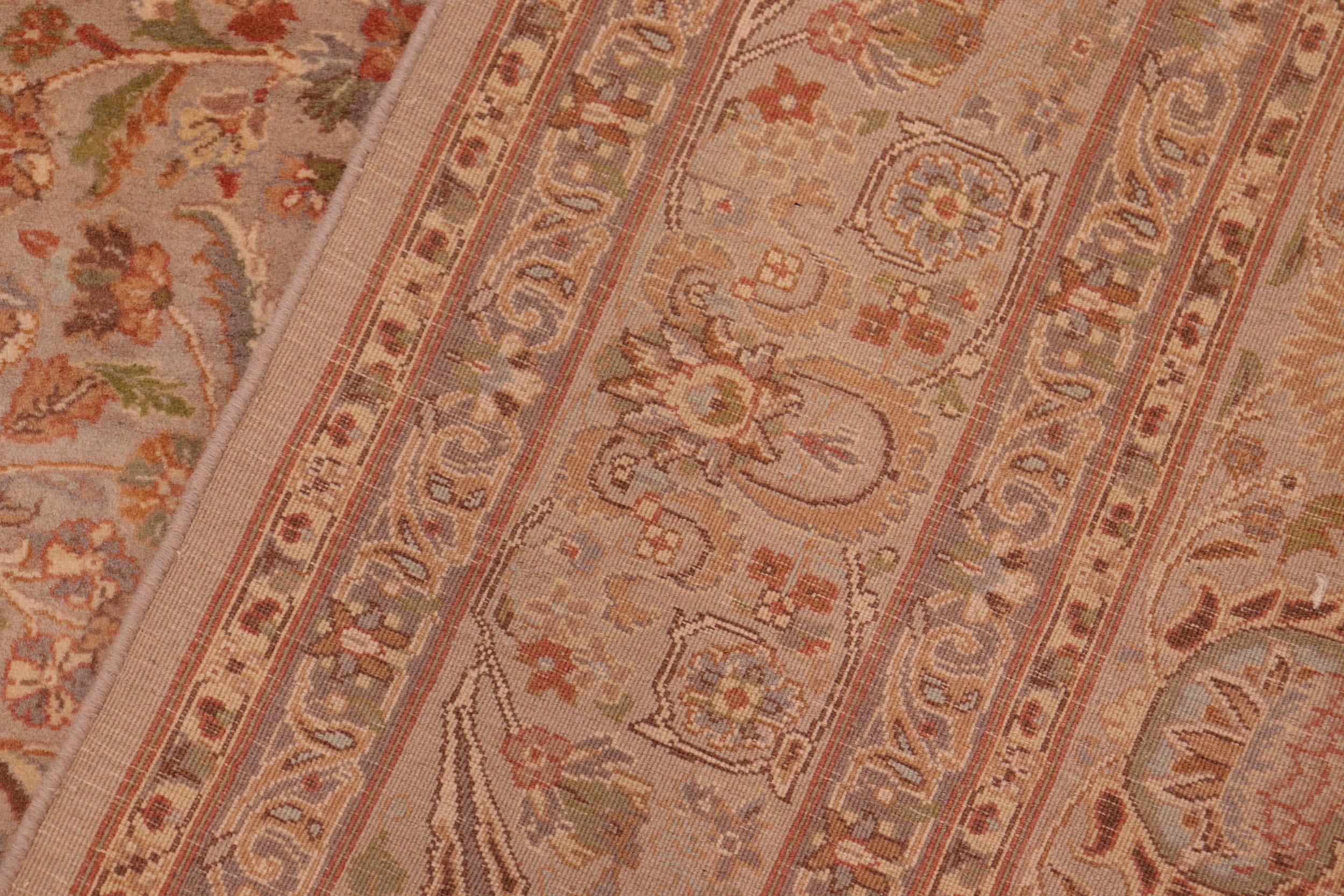 handmade Traditional Lahore Taupe Gold Hand Knotted RECTANGLE 100% WOOL area rug 6x9