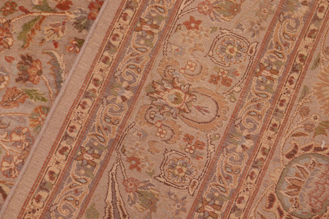 handmade Traditional Lahore Taupe Gold Hand Knotted RECTANGLE 100% WOOL area rug 6x9