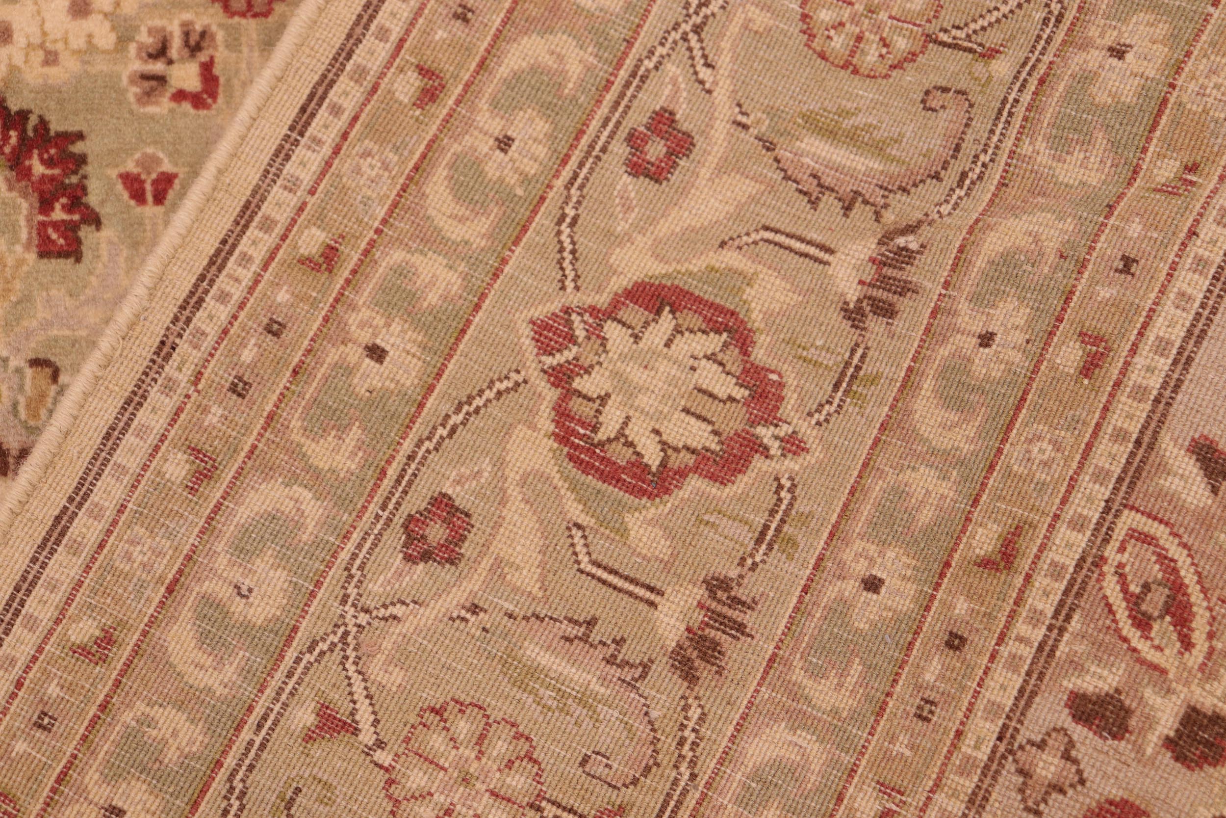 handmade Traditional Tabriz Beige Green Hand Knotted RECTANGLE 100% WOOL area rug 6x9