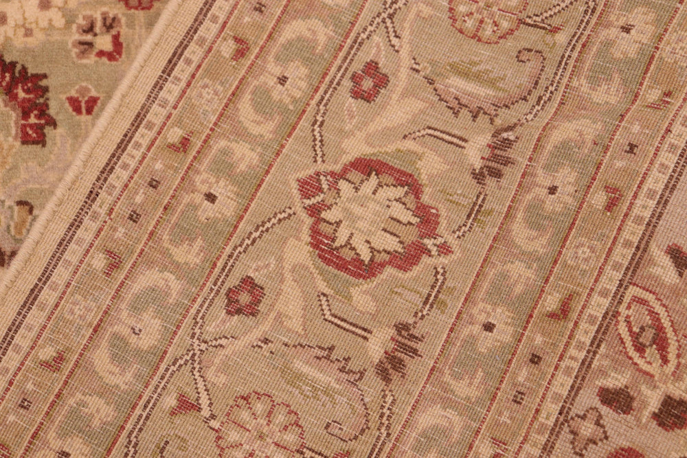 handmade Traditional Tabriz Beige Green Hand Knotted RECTANGLE 100% WOOL area rug 6x9