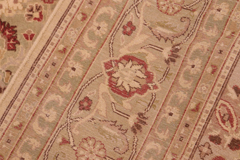 handmade Traditional Tabriz Beige Green Hand Knotted RECTANGLE 100% WOOL area rug 6x9