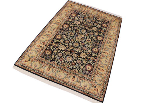 handmade Traditional New Asif Black Green Hand Knotted RECTANGLE 100% WOOL area rug 6x9