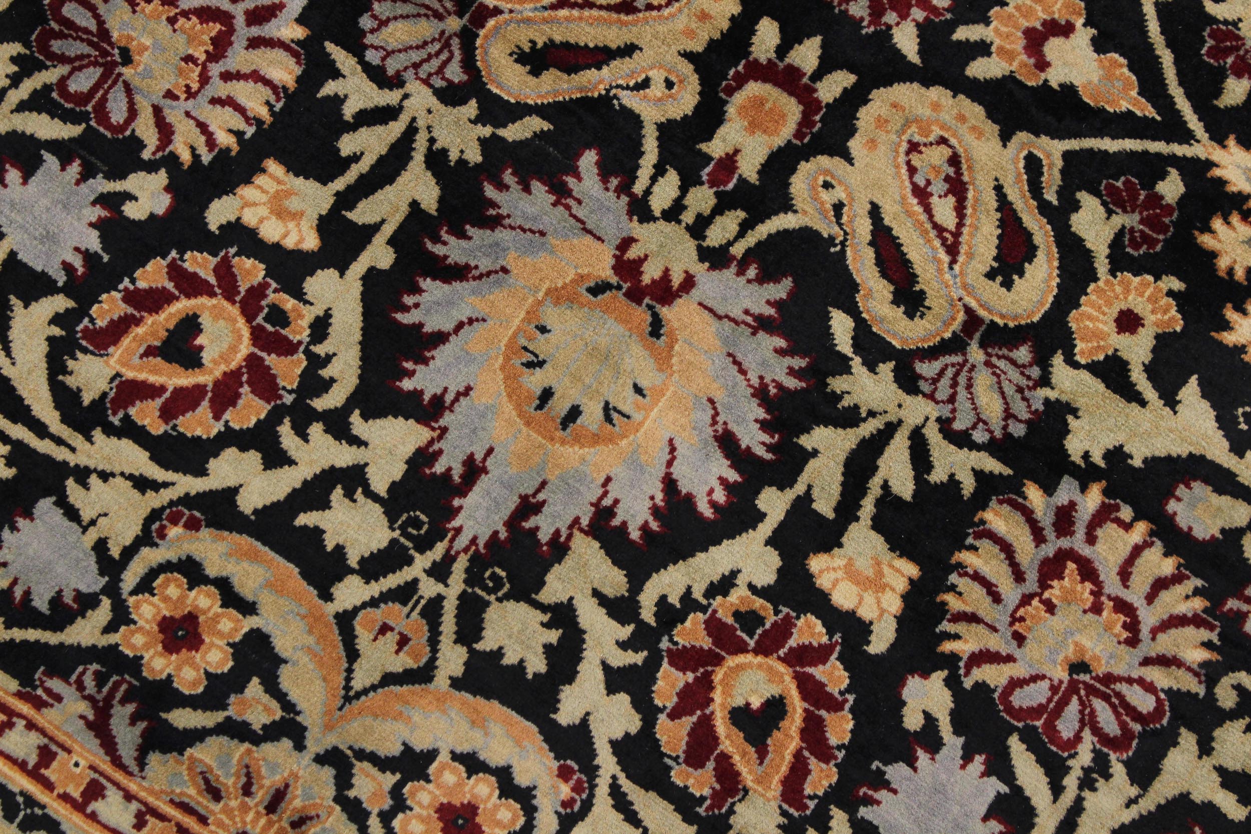 handmade Traditional New Asif Black Green Hand Knotted RECTANGLE 100% WOOL area rug 6x9