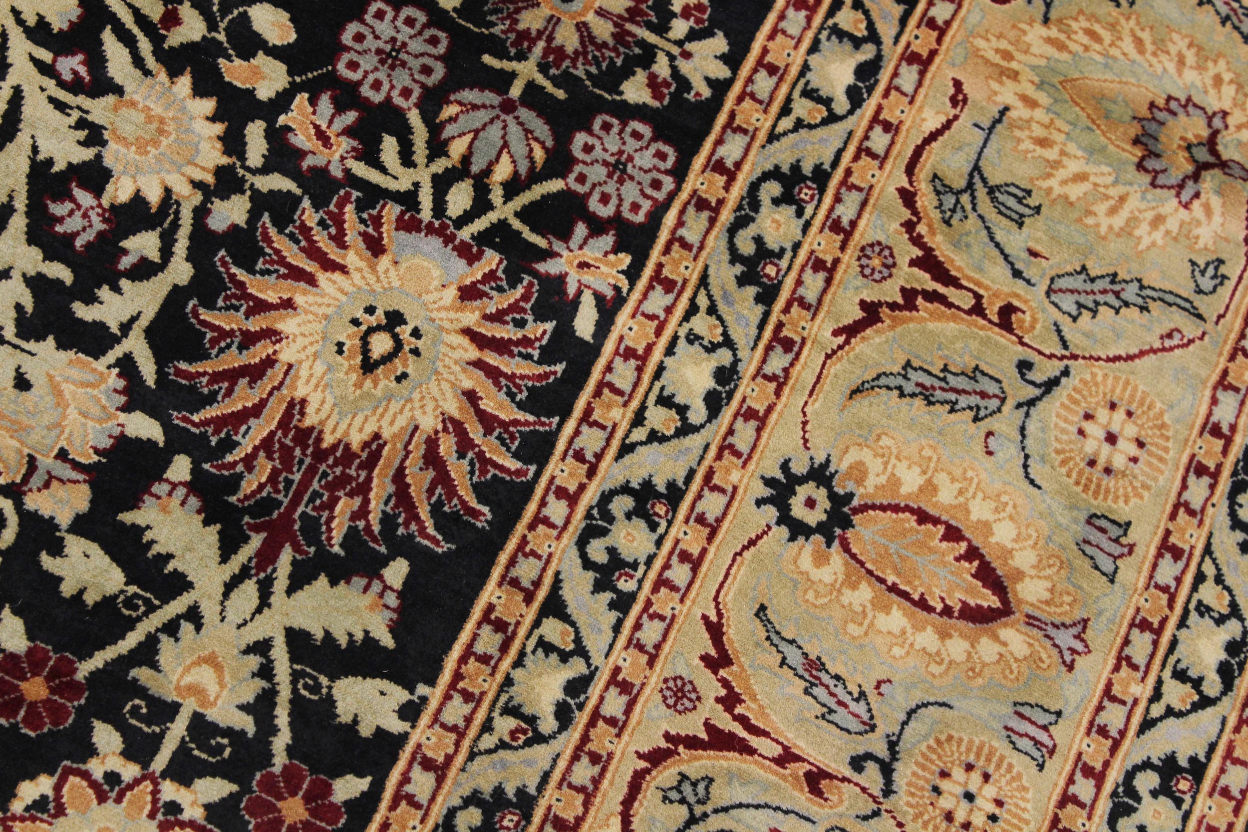 handmade Traditional New Asif Black Green Hand Knotted RECTANGLE 100% WOOL area rug 6x9