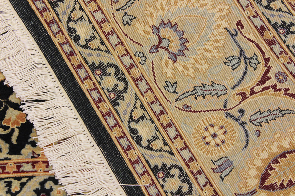 handmade Traditional New Asif Black Green Hand Knotted RECTANGLE 100% WOOL area rug 6x9