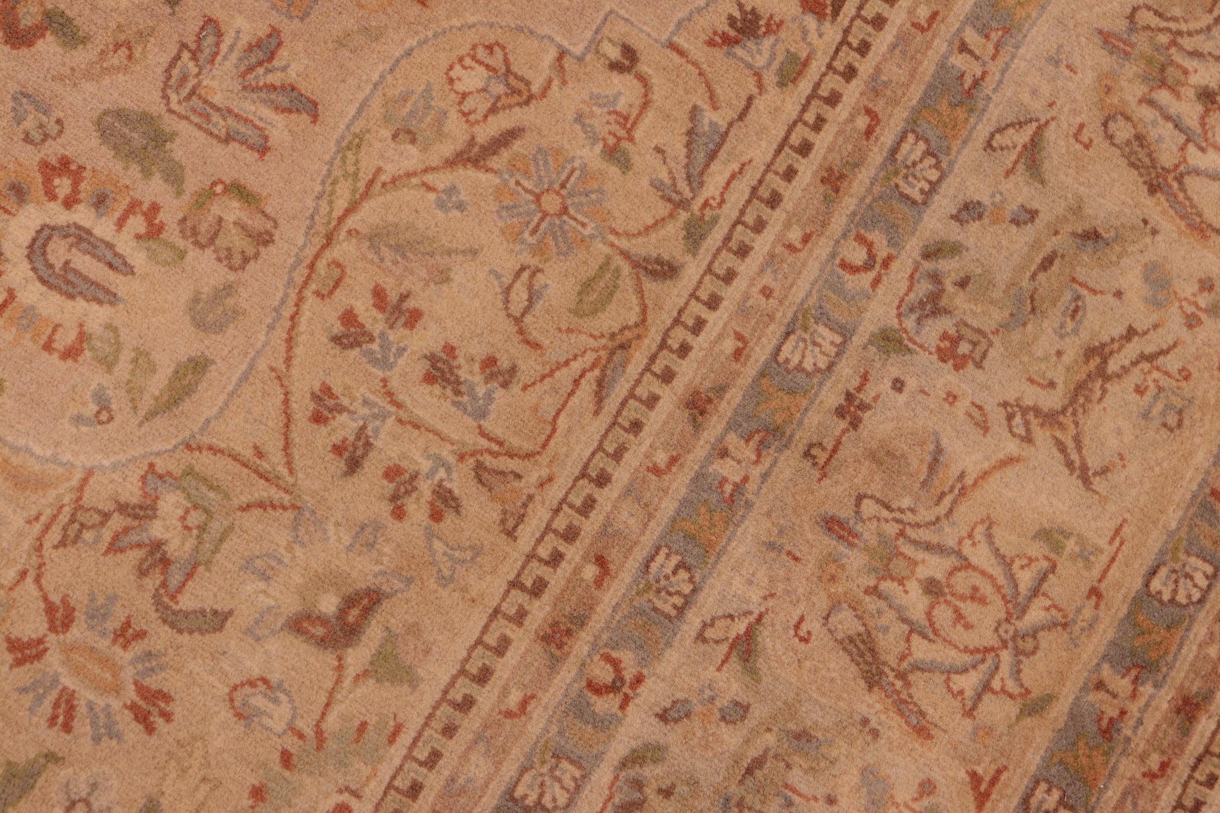 handmade Traditional Sparow Taupe Gold Hand Knotted RECTANGLE 100% WOOL area rug 6x9