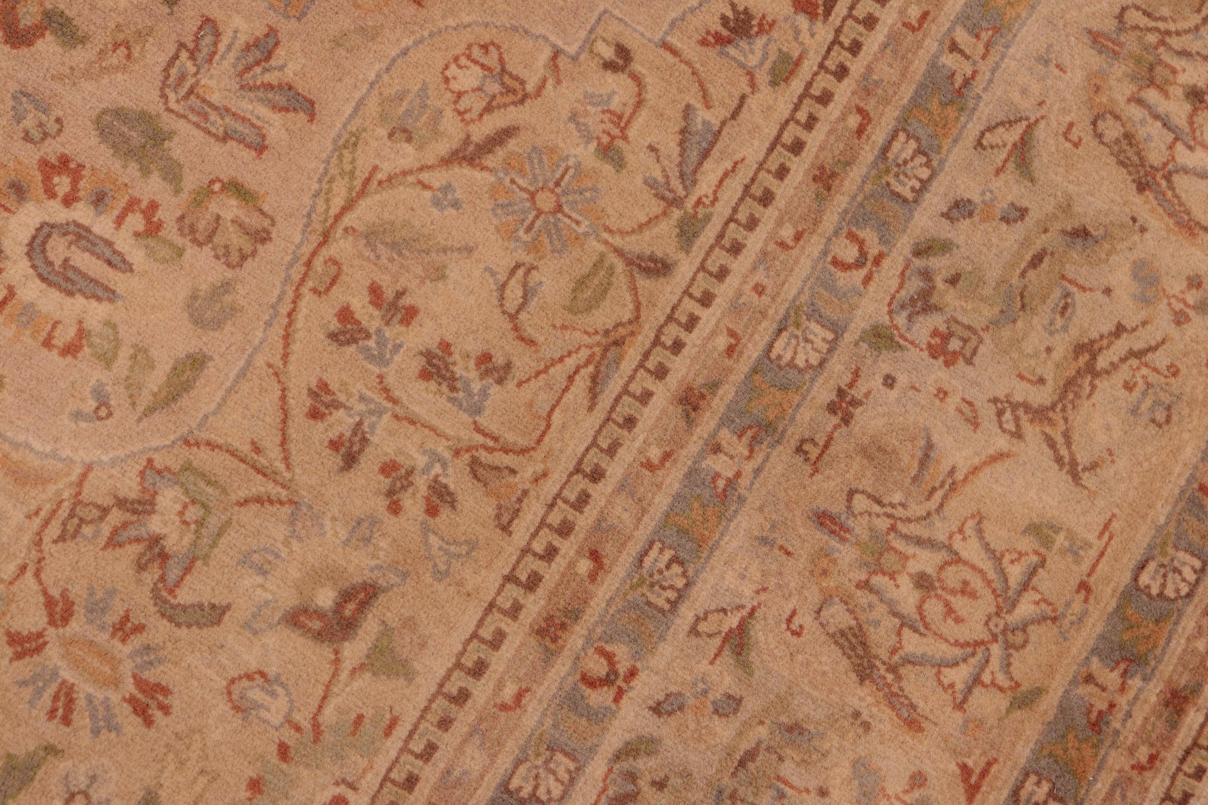 handmade Traditional Sparow Taupe Gold Hand Knotted RECTANGLE 100% WOOL area rug 6x9