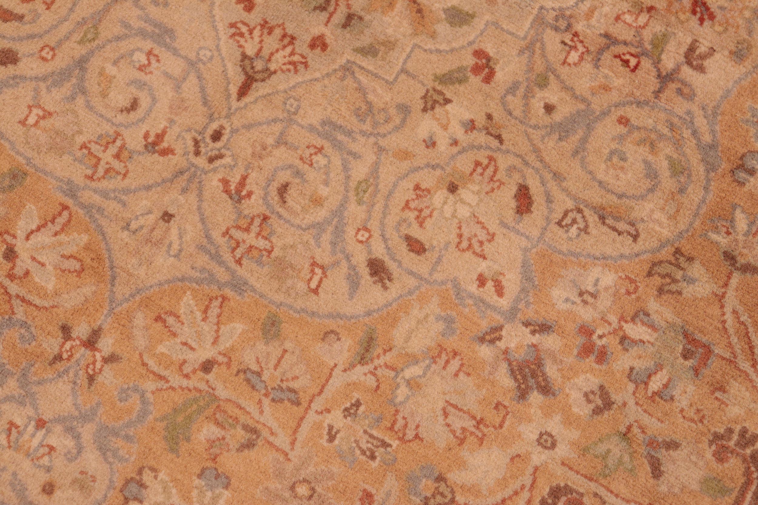 handmade Traditional Sparow Taupe Gold Hand Knotted RECTANGLE 100% WOOL area rug 6x9