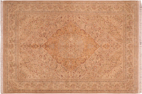handmade Traditional Sparow Taupe Gold Hand Knotted RECTANGLE 100% WOOL area rug 6x9