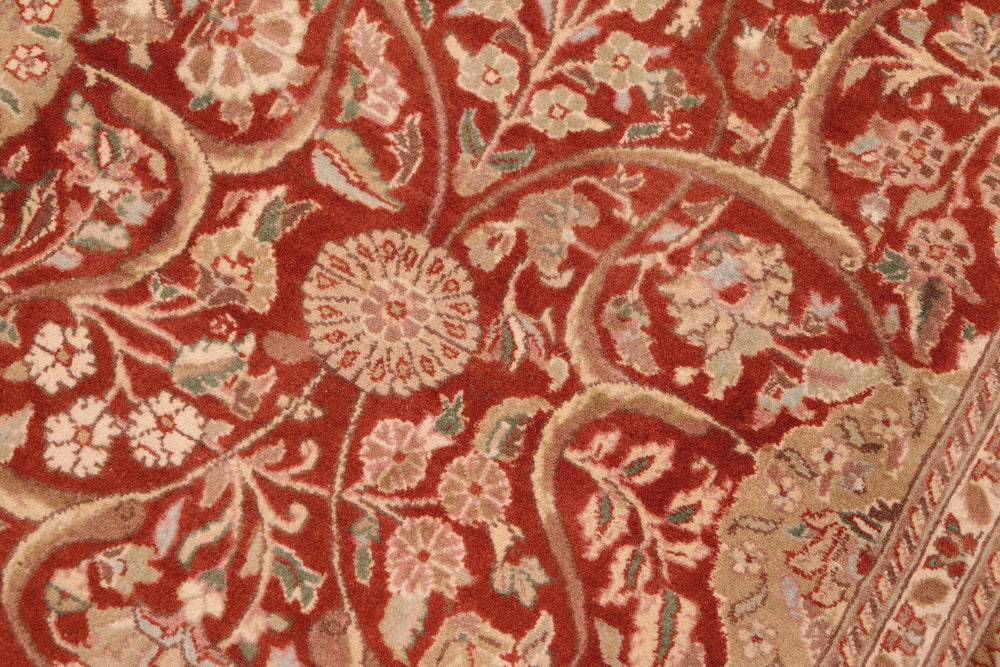 handmade Traditional Lahore Rust Beige Hand Knotted RECTANGLE 100% WOOL area rug 6x9