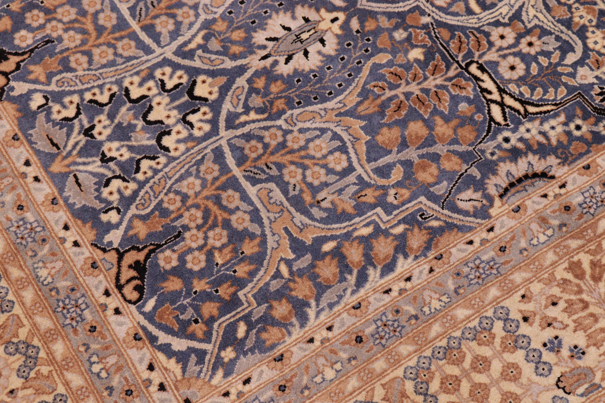 handmade Transitional Tabriz Blue Beige Hand Knotted RECTANGLE 100% WOOL area rug 6x9