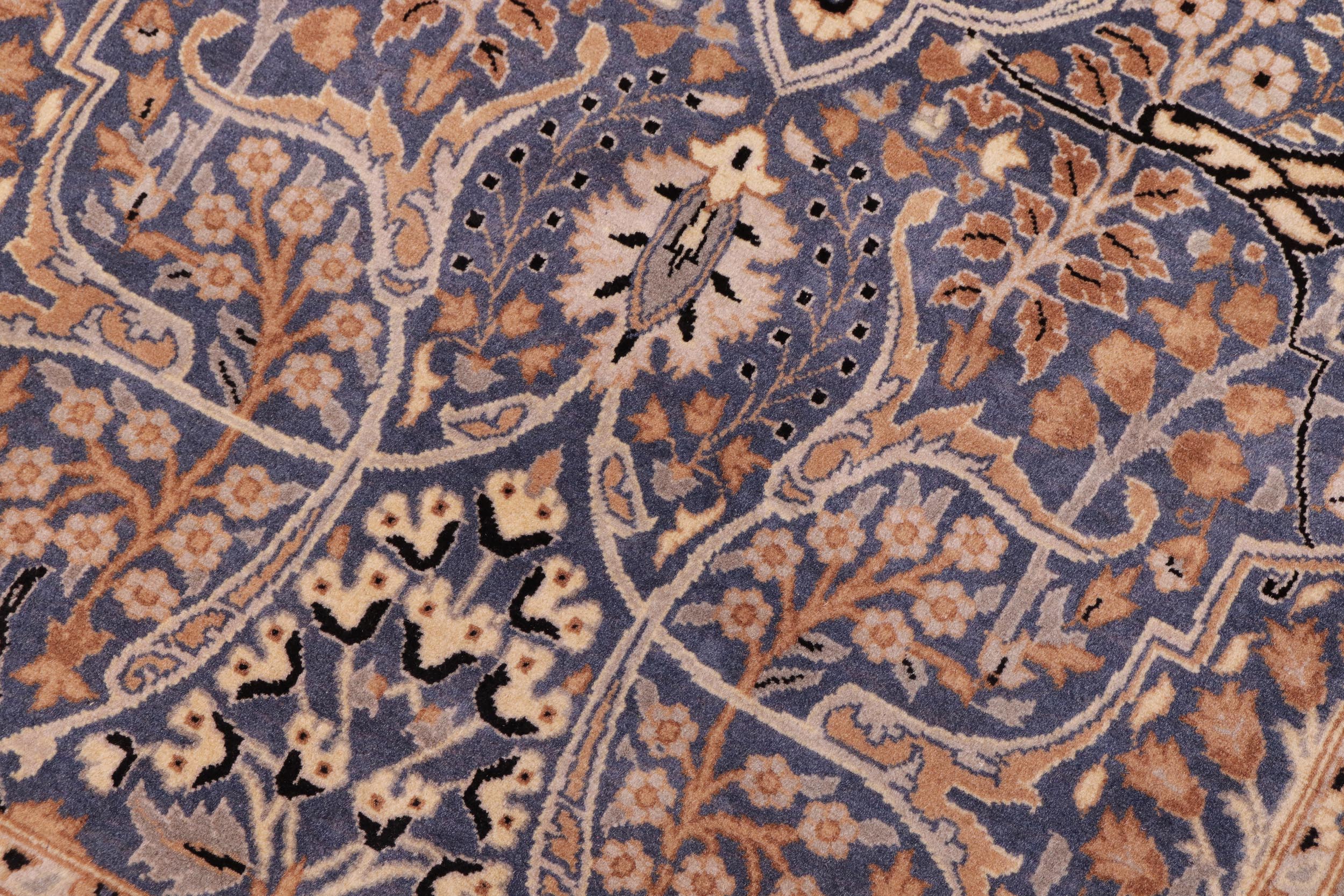 handmade Transitional Tabriz Blue Beige Hand Knotted RECTANGLE 100% WOOL area rug 6x9