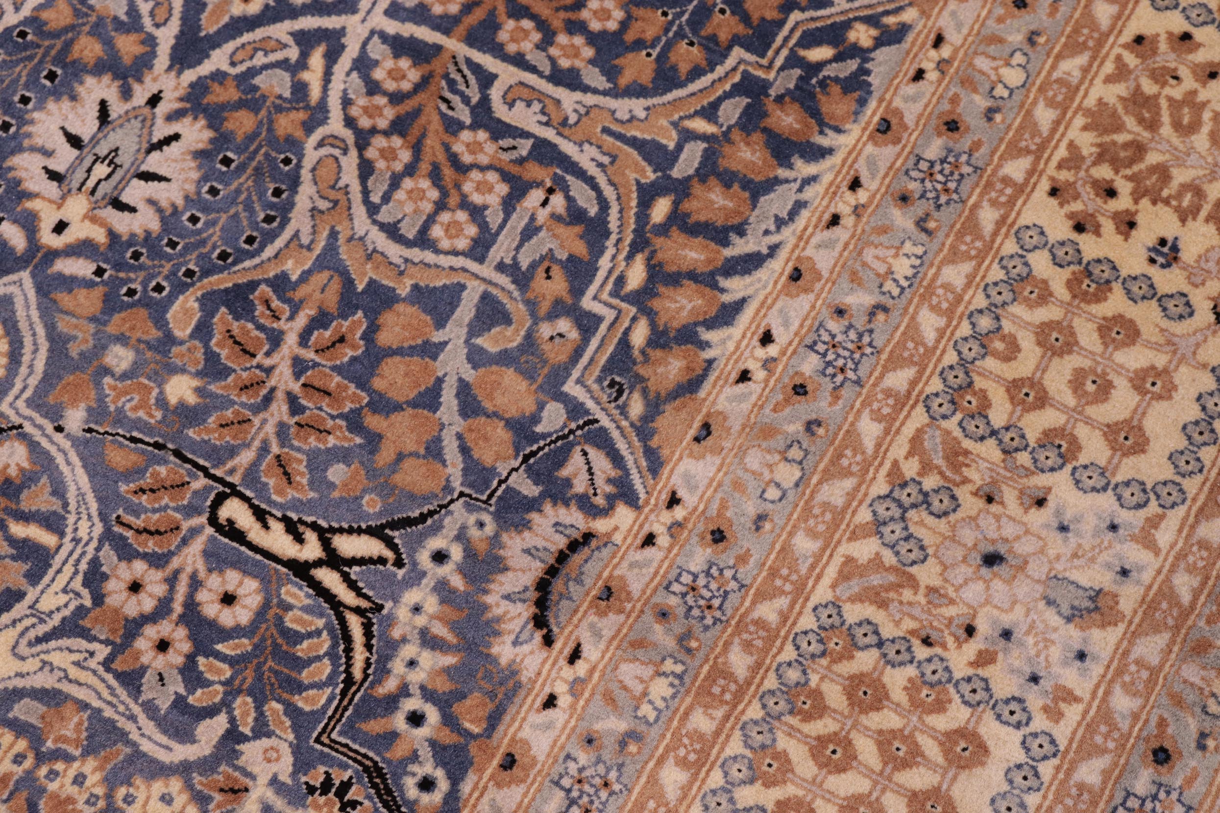 handmade Transitional Tabriz Blue Beige Hand Knotted RECTANGLE 100% WOOL area rug 6x9