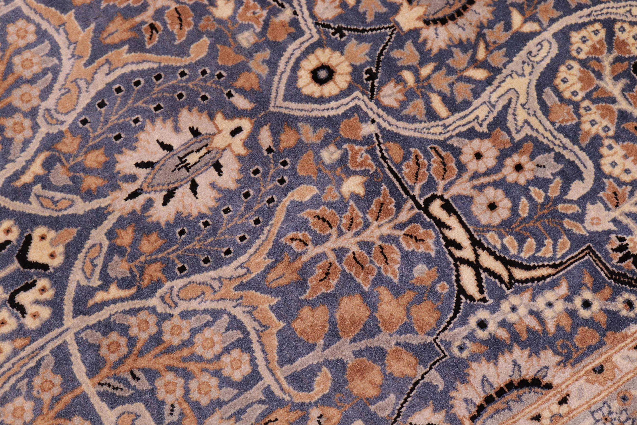 handmade Transitional Tabriz Blue Beige Hand Knotted RECTANGLE 100% WOOL area rug 6x9