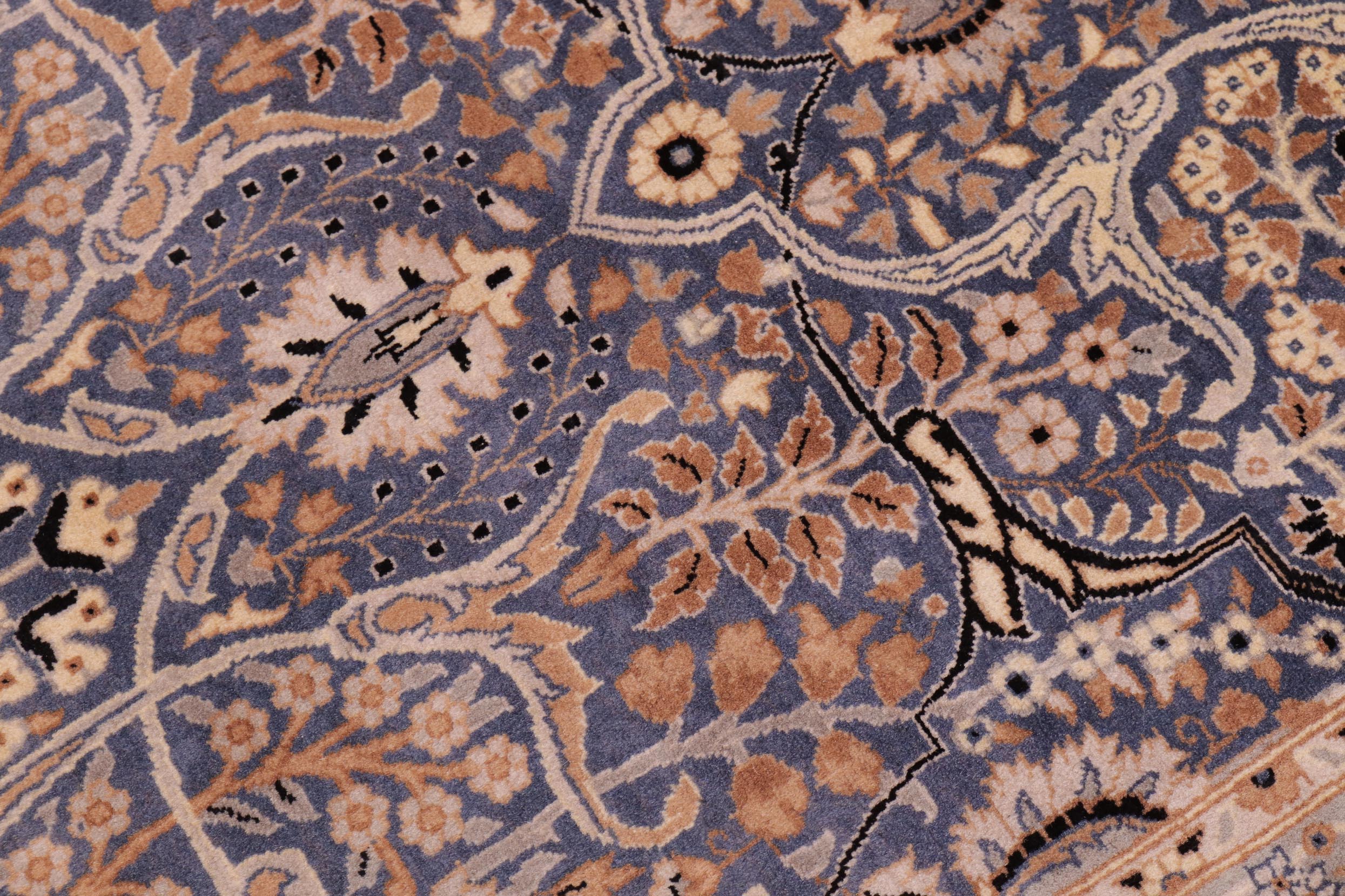 handmade Transitional Tabriz Blue Beige Hand Knotted RECTANGLE 100% WOOL area rug 6x9
