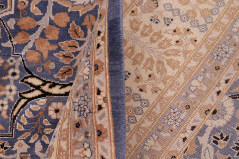 handmade Transitional Tabriz Blue Beige Hand Knotted RECTANGLE 100% WOOL area rug 6x9