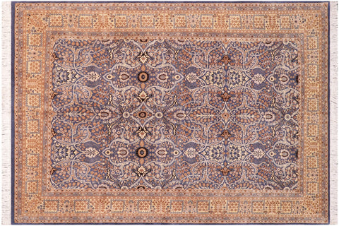 handmade Transitional Tabriz Blue Beige Hand Knotted RECTANGLE 100% WOOL area rug 6x9